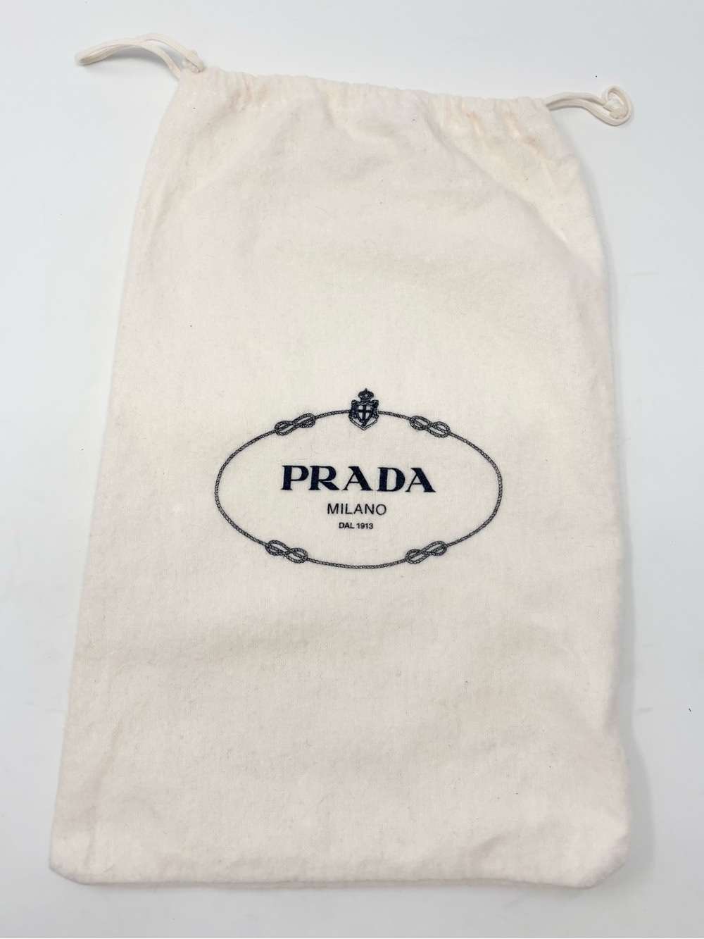 Prada Cream Drawstring Logo Dust Bag